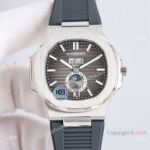 TW Factory V2 Patek Philippe Moon Nautilus Cal.324 Watch Rhodium Grey Dial-Rubber Strap